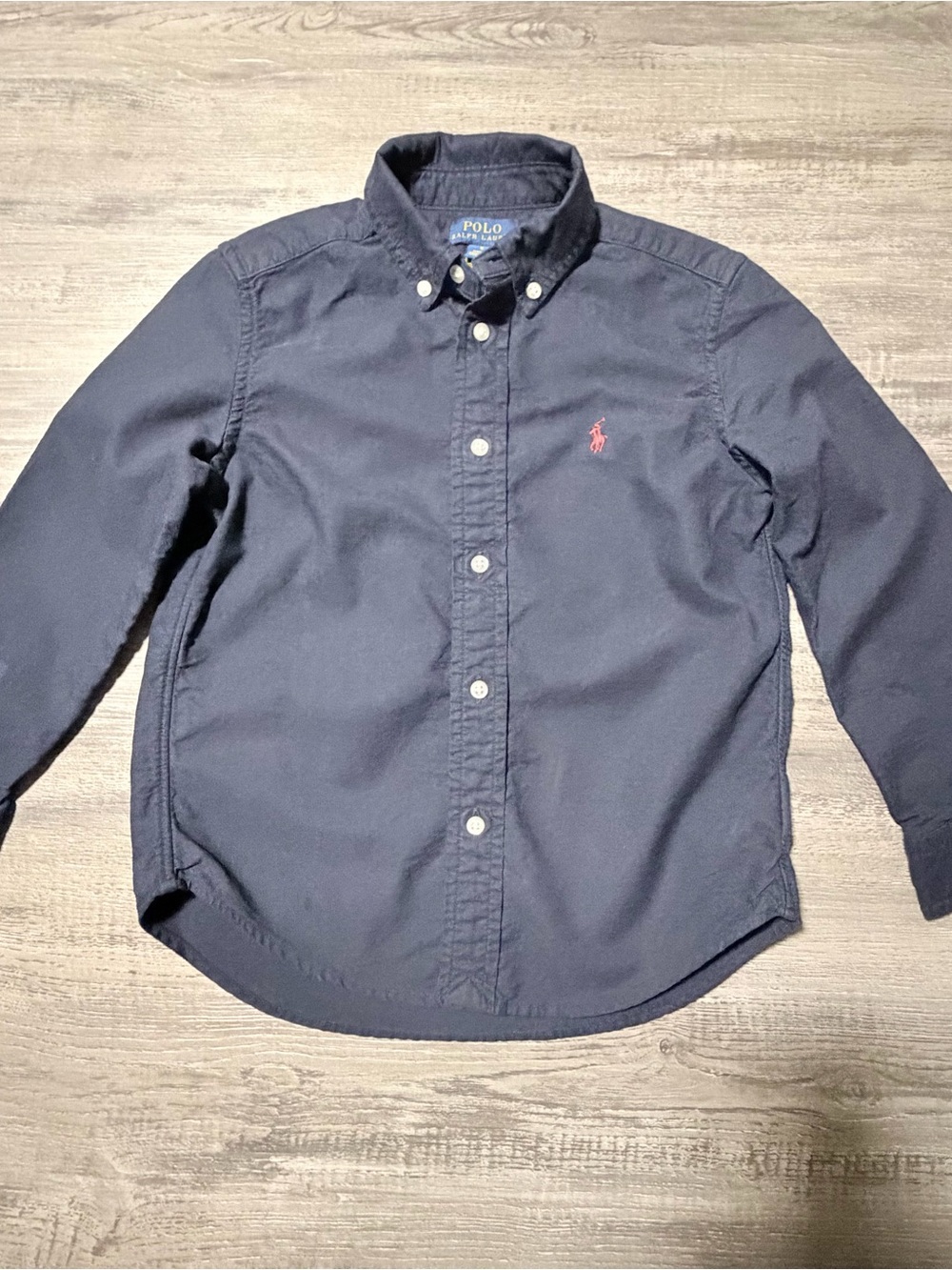 Boys Ralph Lauren Dark Blue Long Sleeve Button Down Shirt Embroidered Logo Pony